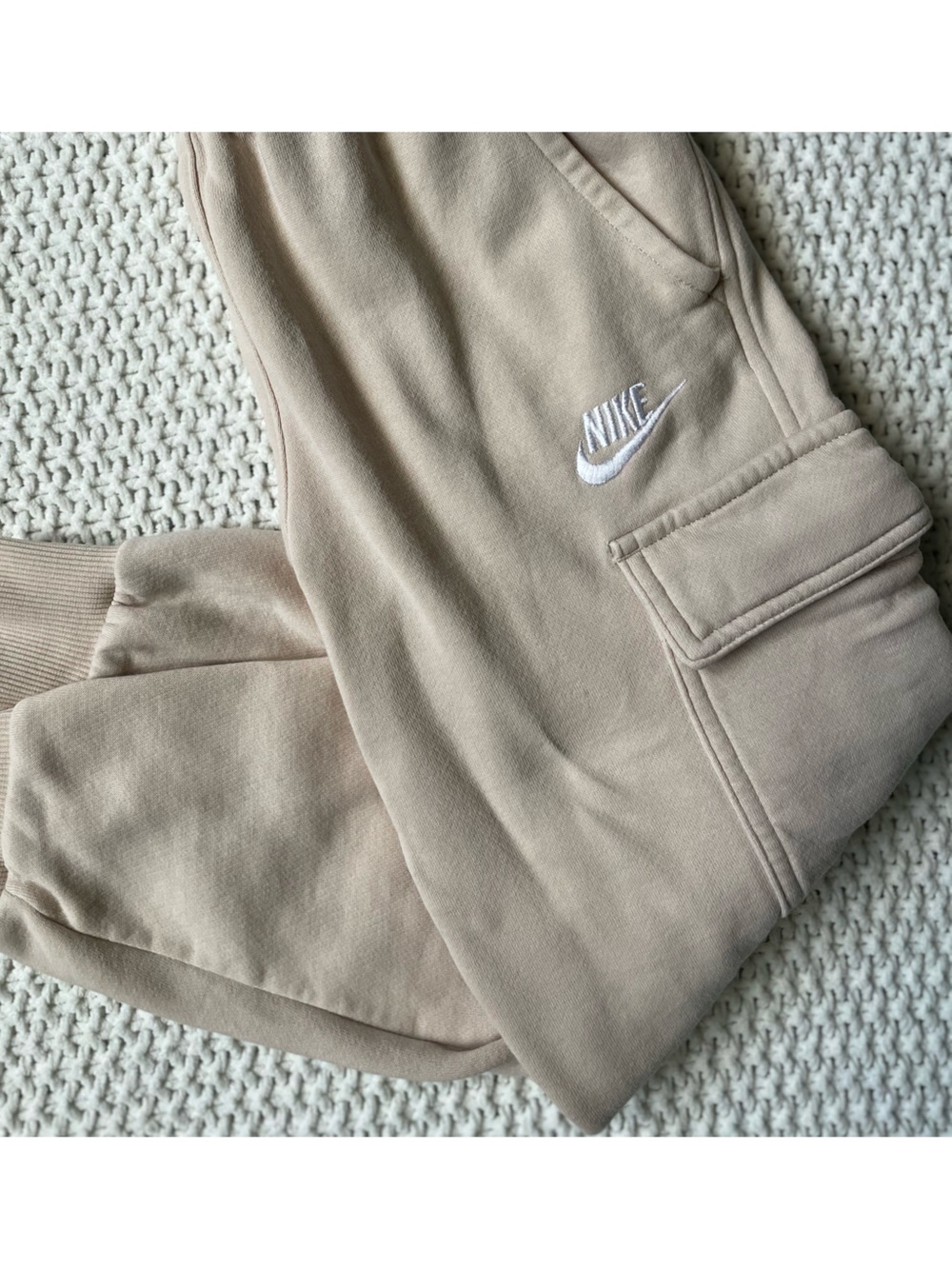Nike Kids Beige Sweatpants with White Logo